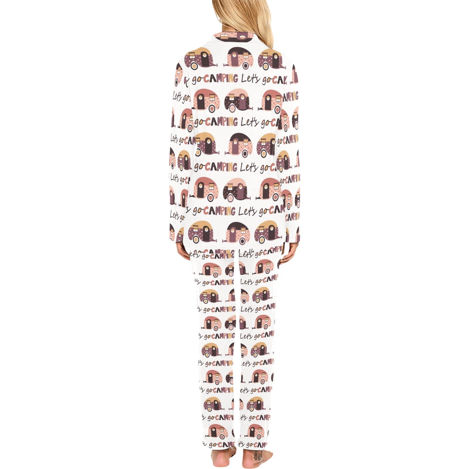 Camper Van Pattern Print Design 01 Women's Long Pajama Set