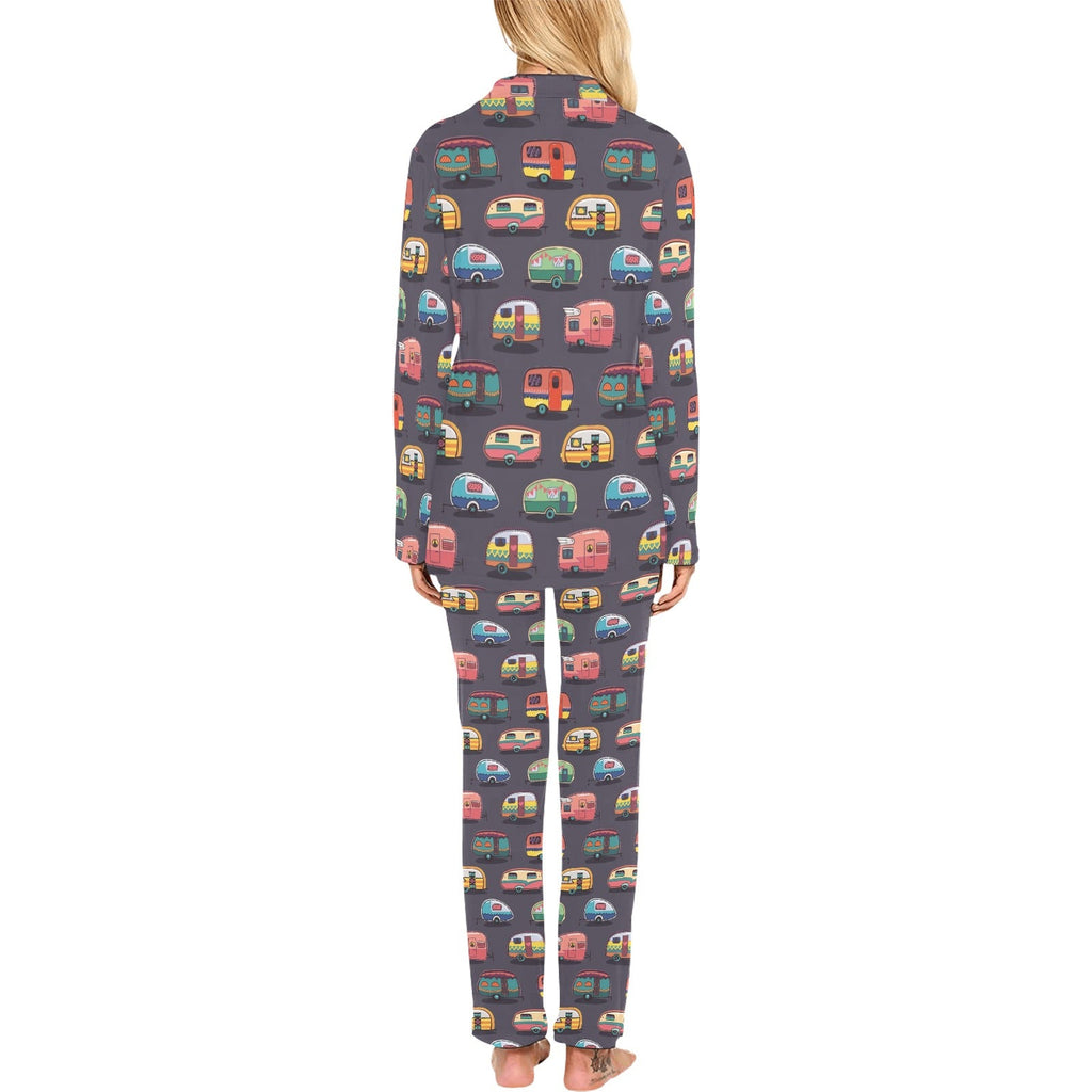 Camper Van Pattern Print Design 02 Women's Long Pajama Set