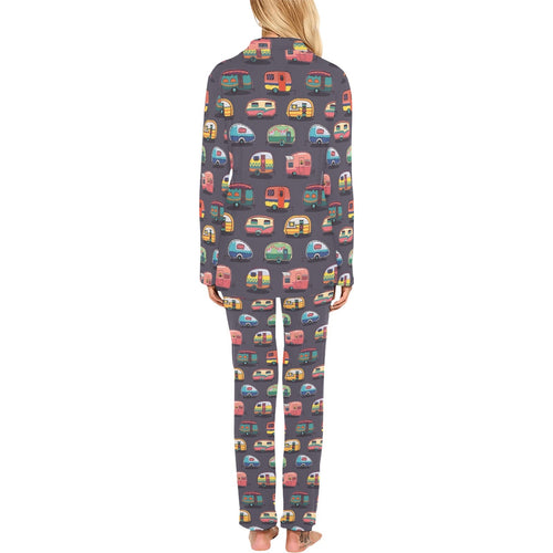 Camper Van Pattern Print Design 02 Women's Long Pajama Set