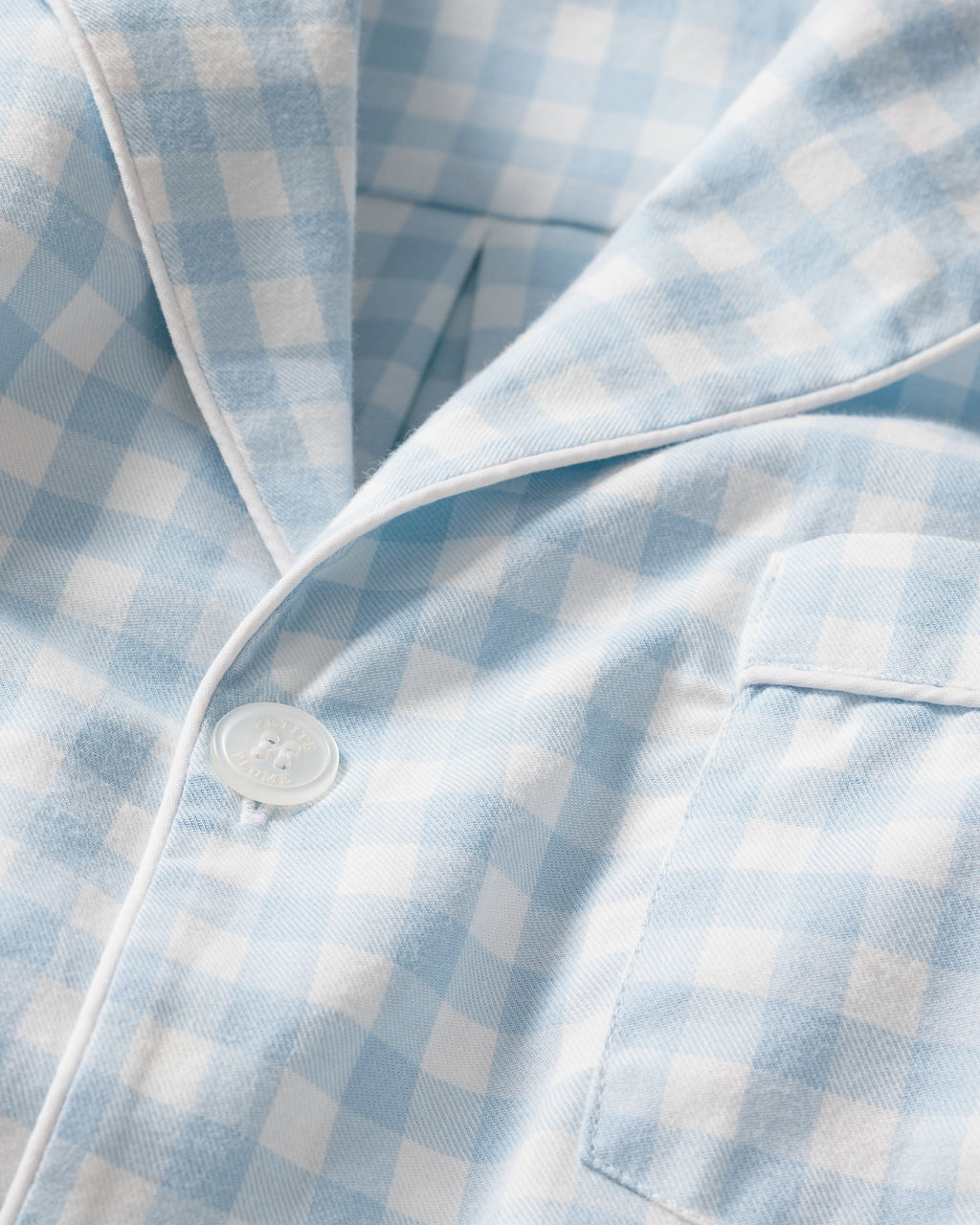 Men's Twill Pajama Set in Light Blue Gingham