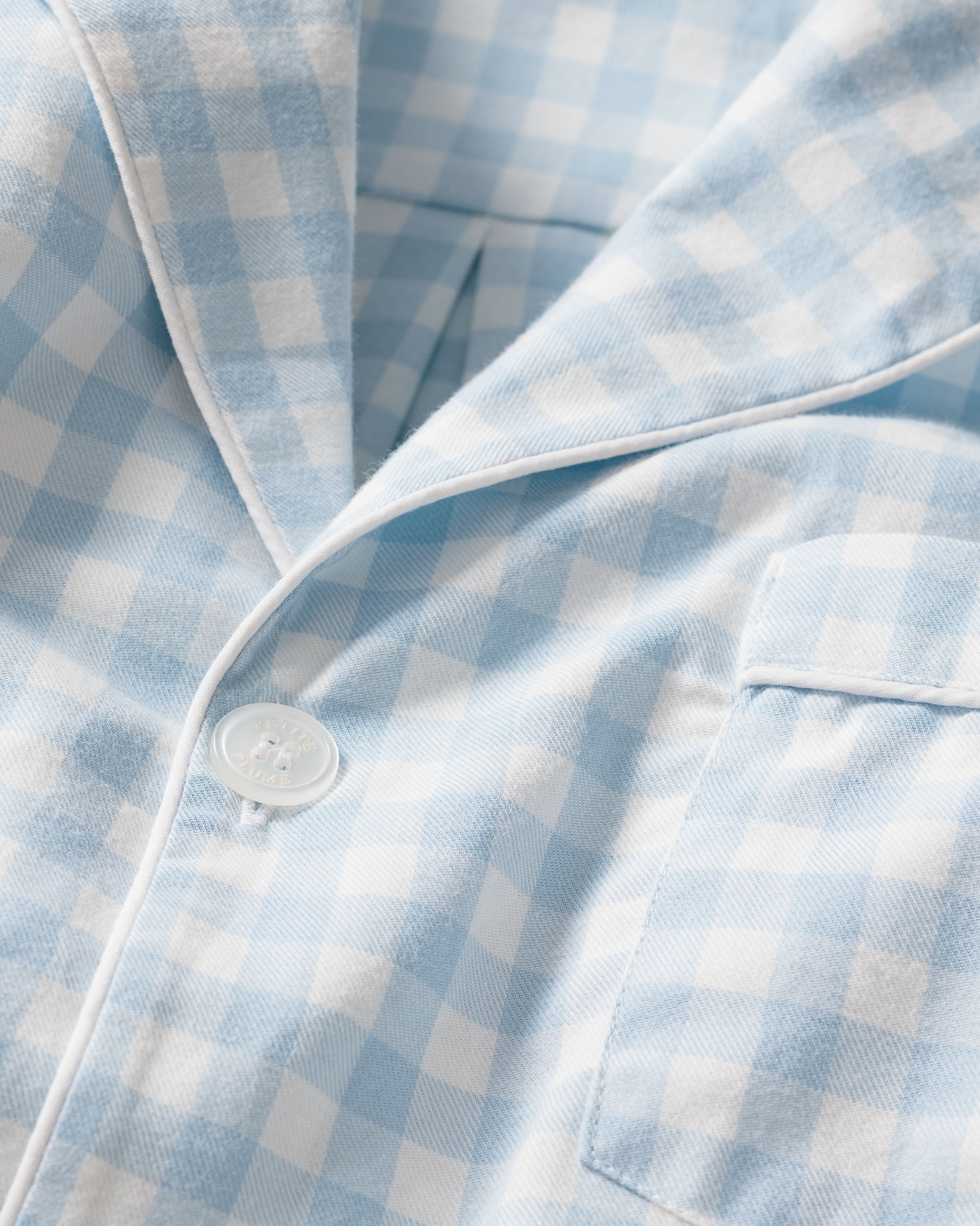 Men's Twill Pajama Set in Light Blue Gingham
