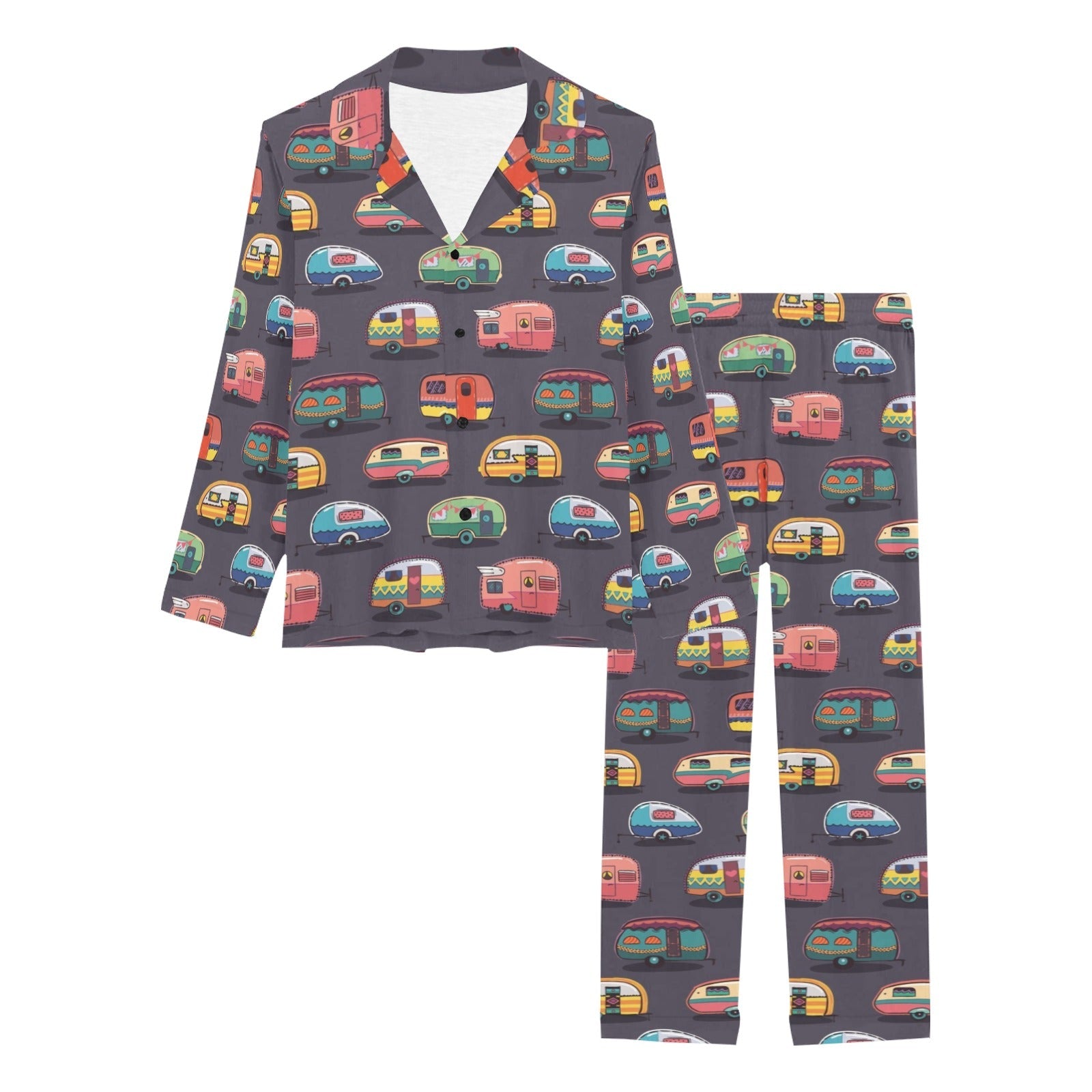 Camper Van Pattern Print Design 02 Women's Long Pajama Set