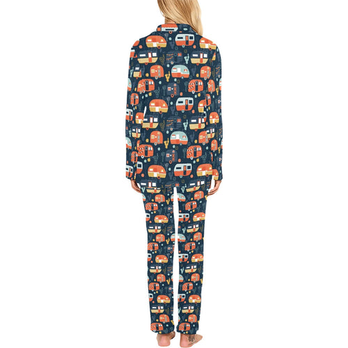 Camper Van Pattern Print Design 05 Women's Long Pajama Set