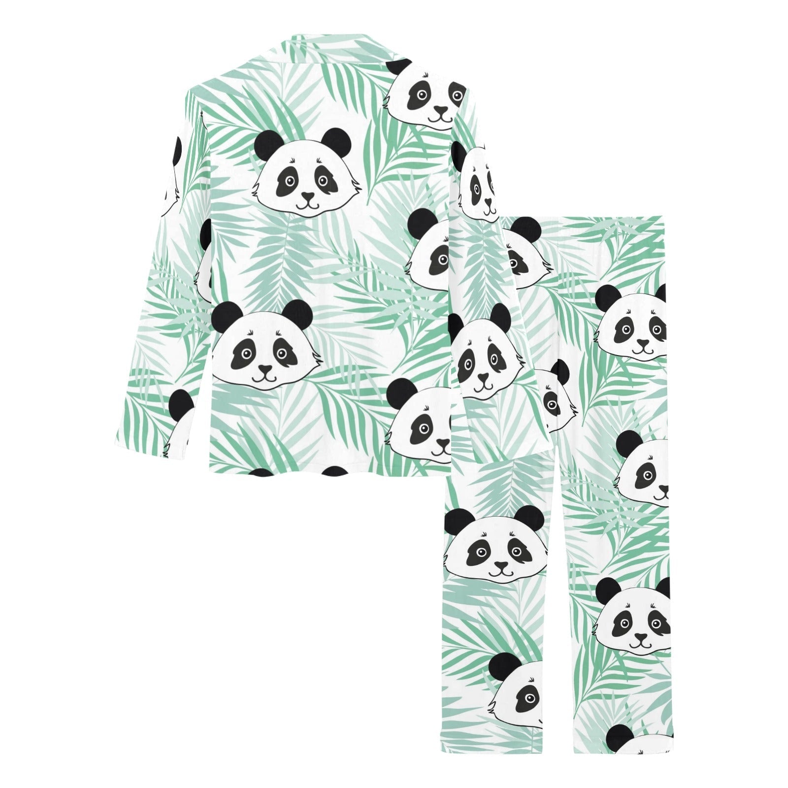 Panda pattern tropical leaves background Women's Long Pajama Set