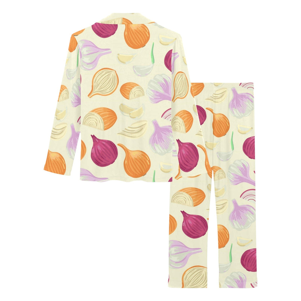 Onion garlic white red pattern Women's Long Pajama Set