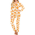 Orange Maple Leaf pattern Women's Long Pajama Set
