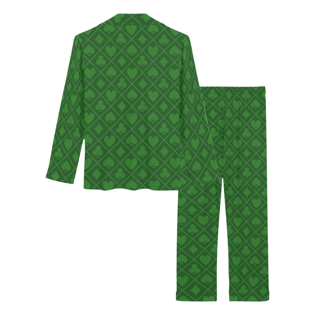 Casino Cards Suits Pattern Print Design 04 Women's Long Pajama Set
