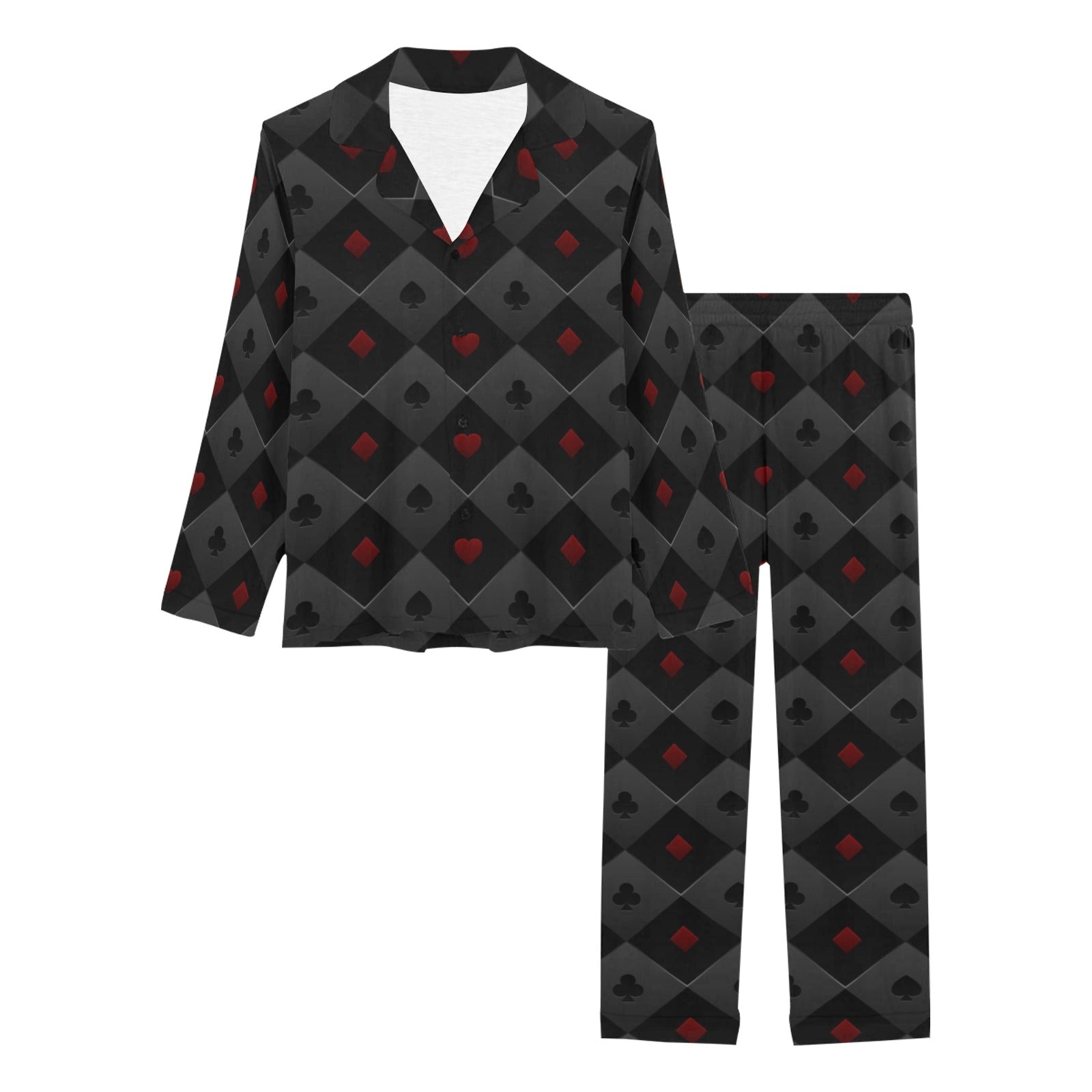 Casino Cards Suits Pattern Print Design 05 Women's Long Pajama Set