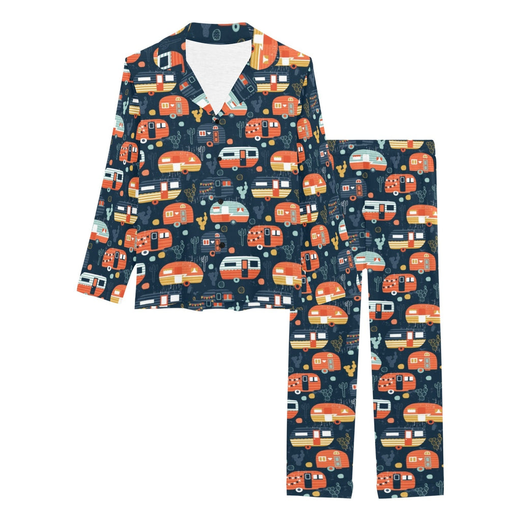 Camper Van Pattern Print Design 05 Women's Long Pajama Set