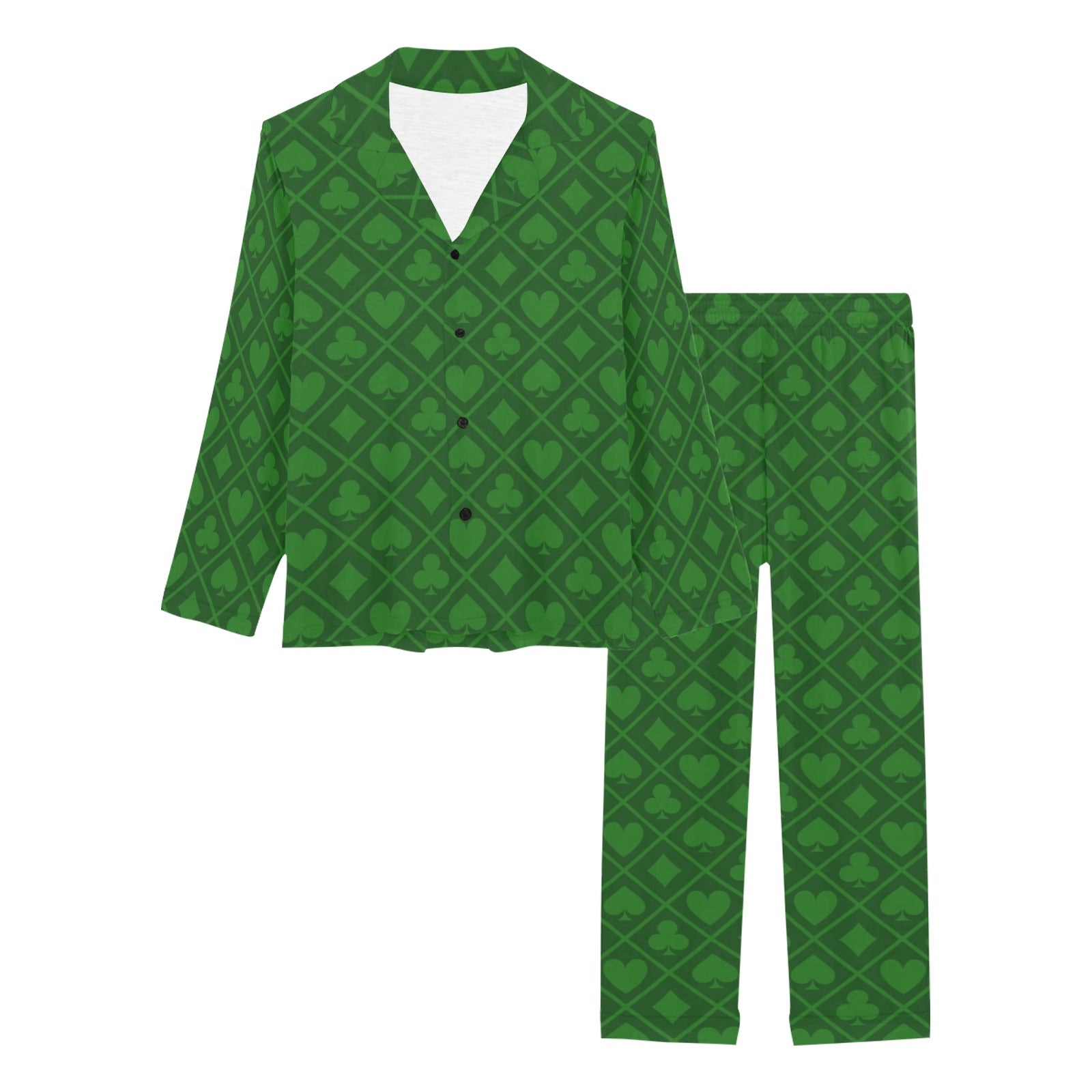 Casino Cards Suits Pattern Print Design 04 Women's Long Pajama Set