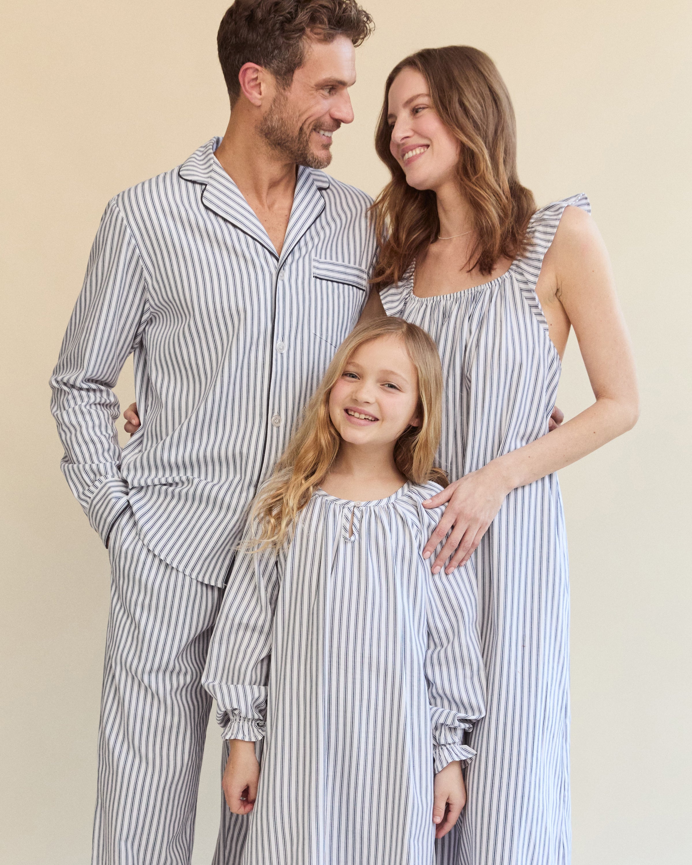 Men's Twill Pajama Set in Navy French Ticking