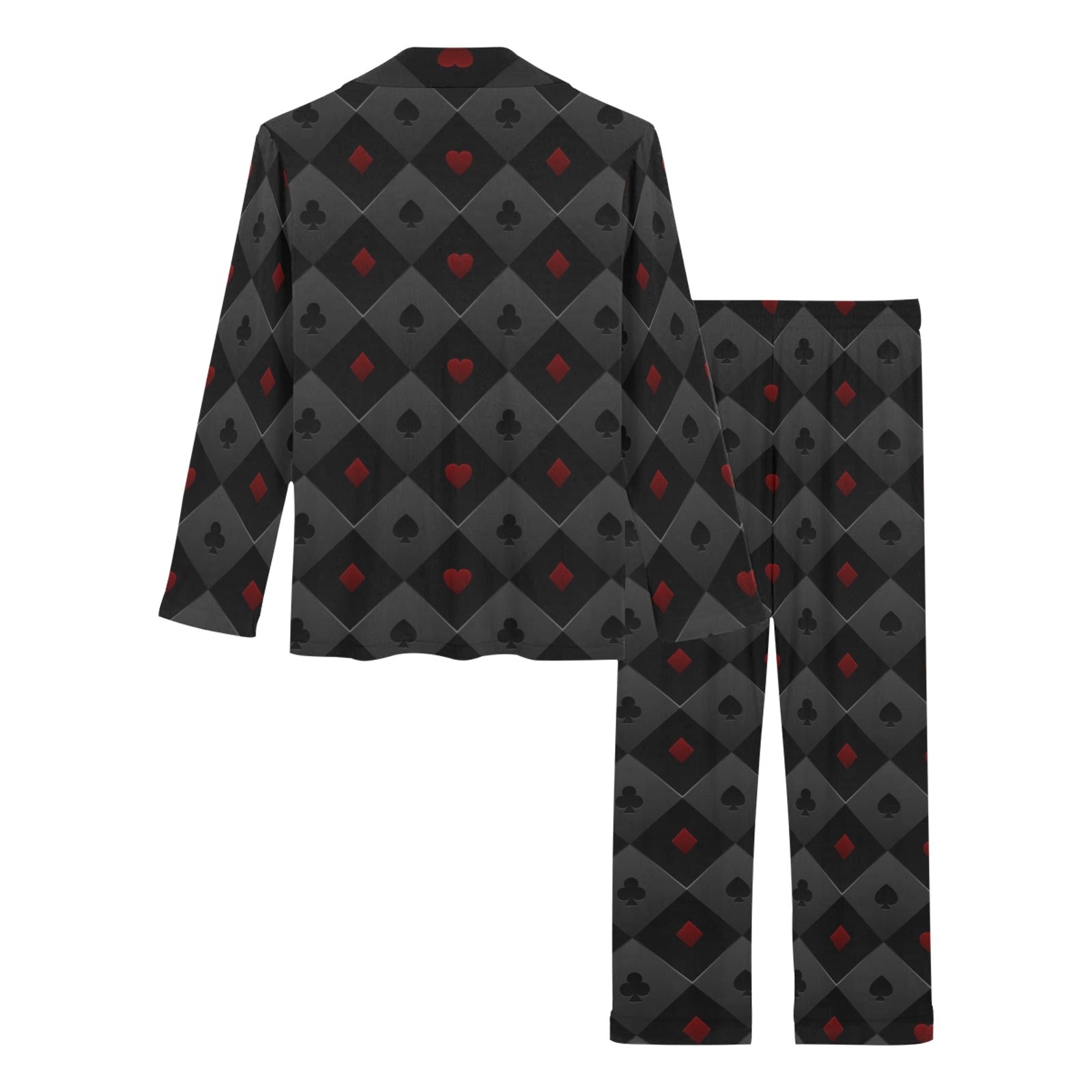 Casino Cards Suits Pattern Print Design 05 Women's Long Pajama Set
