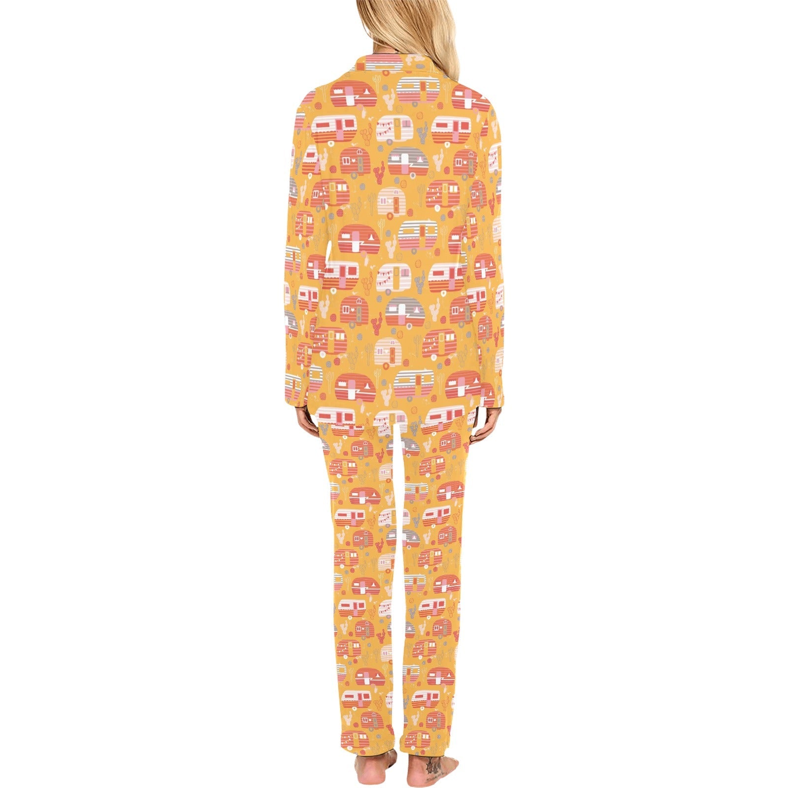 Camper Van Pattern Print Design 04 Women's Long Pajama Set