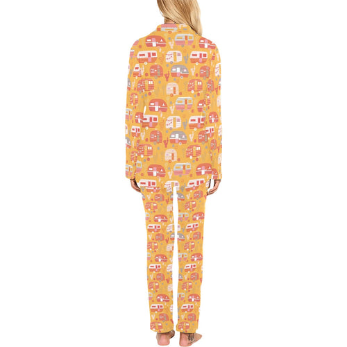 Camper Van Pattern Print Design 04 Women's Long Pajama Set
