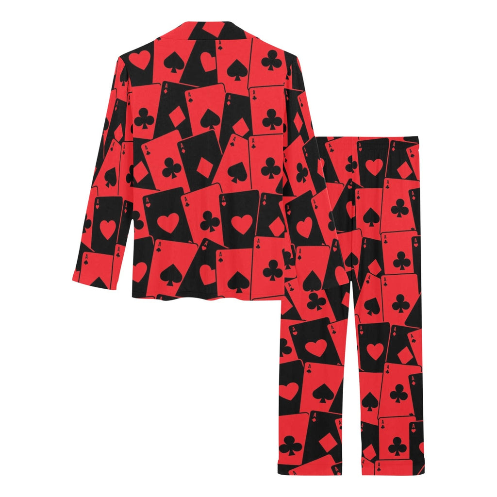 Casino Cards Suits Pattern Print Design 02 Women's Long Pajama Set