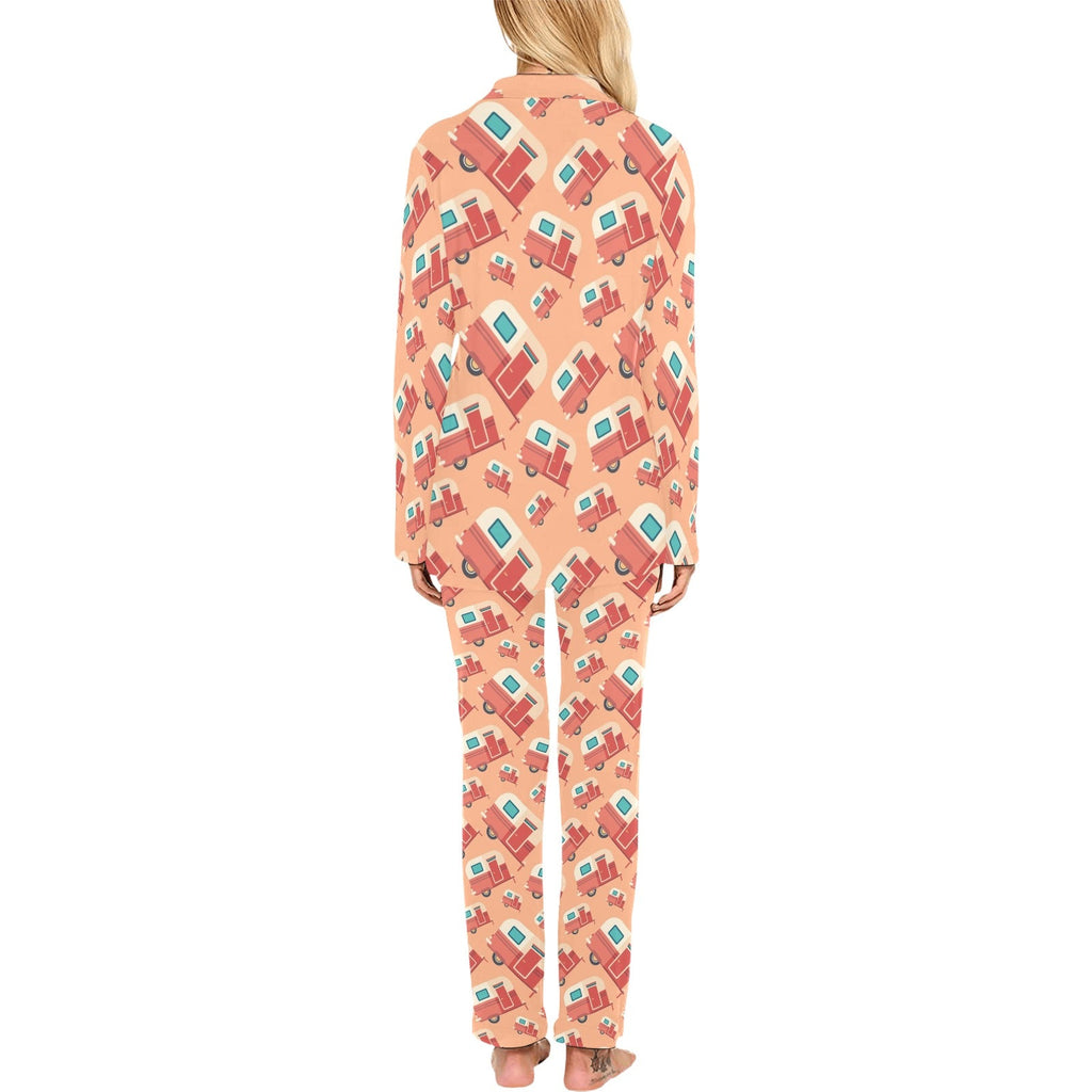 Camper Van Pattern Print Design 03 Women's Long Pajama Set