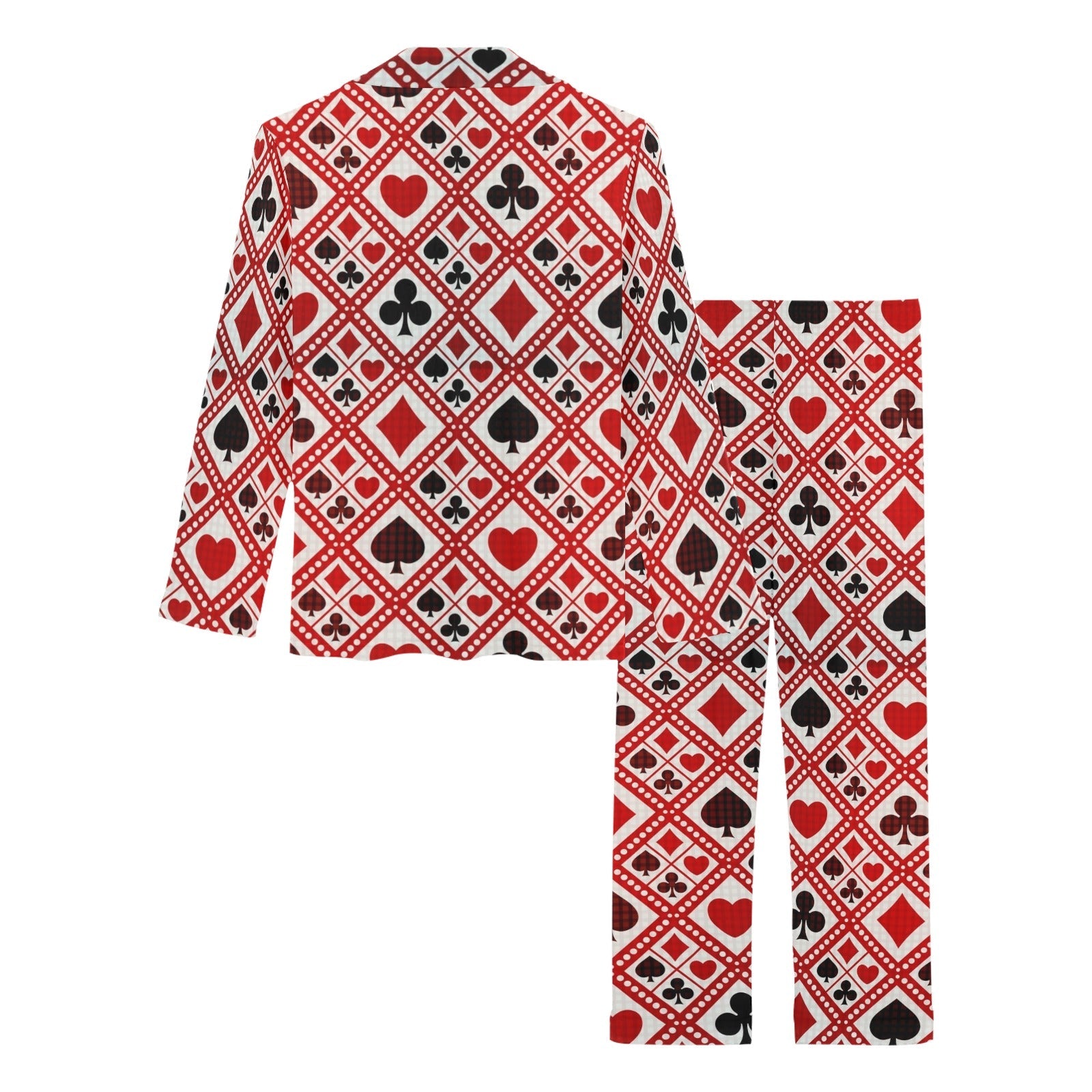 Casino Cards Suits Pattern Print Design 03 Women's Long Pajama Set